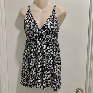 (8) A.C.T. Floral Print Mesh Overlay Swimming Padded Cups One Piece Dr…